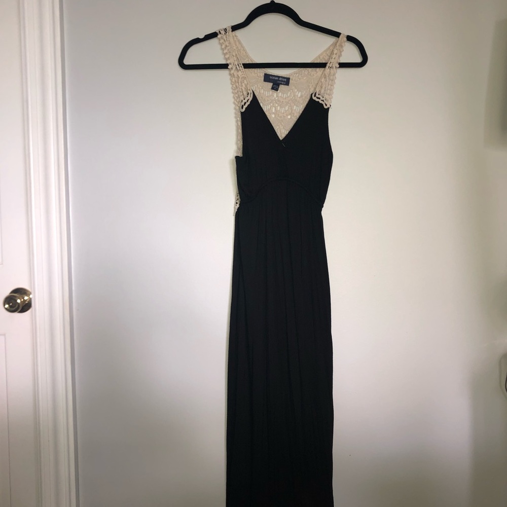 Black Maxi Dress with Crochet Back